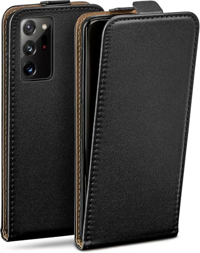 moex Flip Case für Samsung Galaxy Note 20 Ultra 5G Hülle klappbar mit 360 Grad Schutz, Handyhülle mit Displayschutz, PU Leder Handytasche Lederhülle, Flip Case Cover Klapphülle, Schwarz
