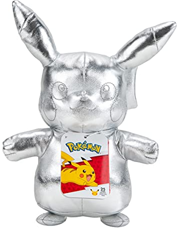 Pokémon BO38284, Pikachu Plüsch (Silber, 20cm), 25 Jahre Silbernes Jubiläum - silbernes Plüsch