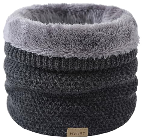 HYUET Winter Schlauchschal Loop Schal Rundschal Dick Fleece Halswärmer Gefüttert Weichem Thermo Halsschlauch Halstuch Schlauch Nackenwärmer Herren Damen Winter zum Sport Ski Herren Damen