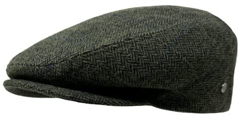 WEROR Herren Schiebermütze Flatcap Schirmmütze Cap Mütze Fischgrät WEROR-380.1 (55, Oliv)