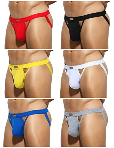 Casey Kevin Men's Jockstrap Sexy Underwear 6 Pack Athletic Supporter for Male Cotton Jock Strap,Z3-ak2175-multicolor(6-pack),S