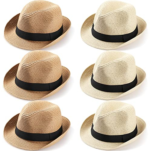 Jadive Lot de 6 Chapeaux moches Unisexes à Bord Court pour Adultes, Crème/Blanc/Kaki, Taille Unique