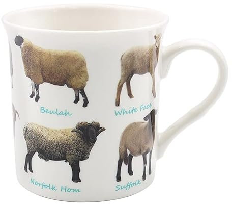 lesser and pavey Ceramic Mug | Sheep Breeds Design | 1 Piece | White | 325 ml