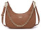 David Jones - Sac à Main Bandoulière Porté Epaule Forme Besace Banane Femme - Sac Chaînes Simili Cuir PU Rigide Porté sous Epaule Bras - Sacoche Pochette Ville Mode Tendance Elegant - Marron Cognac