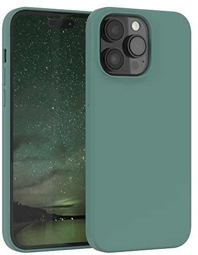 EAZY CASE Premium Silikon Handyhülle kompatibel mit iPhone 14 Pro Max, Slimcover mit Kameraschutz und Innenfutter, Silikonhülle, Schutzhülle, Bumper, Handy Case, Hülle, Softcase, Nachtgrün, Grün