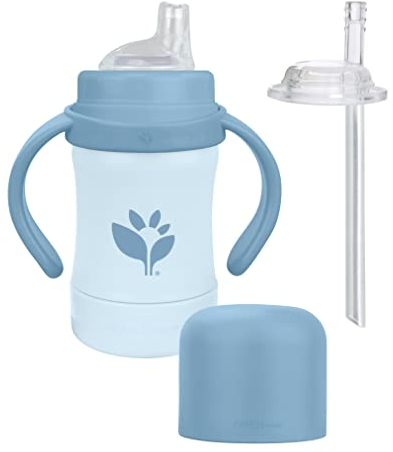 Green Sprouts® Sprout Ware® Sip & Straw 6oz., 6mo+, Plant-Plastic, Platinum-Cured Silicone, Dishwasher Safe, Grows with Baby, Tested for Hormones