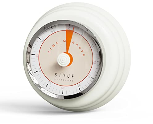 Tiergrade Küchentimer, Erinnerungstimer 360 Grad rotierende mechanischer Timer, Visuelle Timer Countdown Küchentimer Magnetischer Kühlschrank zum Kochen, Lernen (Beige)