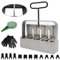 Manueller Bodenblocker, 5,1cm Handgehaltener Bodenblocker Erdballenpresse Soil Block Maker Clod Ballenpresse für 4er Soil Block Bodenblockierer mit Saathilfe und Handschuhe für Pflanze Anzucht