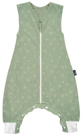 Alvi Sleep-Overall light Schlafsack mit Füßen - Baby Sommerschlafsack mit Beinen - Kinderschlafsack mit Beinen - Baumwollschlafsack waschbar - 0.5 TOG - leichter Schlafsack