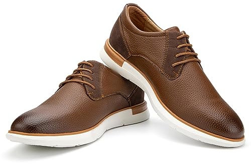 JITAI Herren Oxford Schuhe Business Schuhe Herren Elegante Schuhe Leder Schnürhalbschuhe, Braun-08, 44 EU (11 UK)
