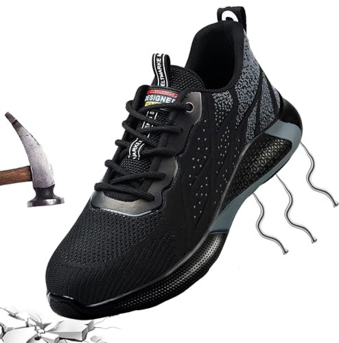 Zapatillas Trabajo Hombre Mujer 40 Zapatos de Seguridad con Punta de Acero Comodas Sneakers de Industria y Construcción para Verano Negro 226