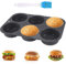 Les-Theresa Molde de silicona para hamburguesas de 4/6 cavidades, molde reutilizable para panecillos de hamburguesas, molde de pan perforado antiadherente para microondas, horno, nevera y lavavajillas