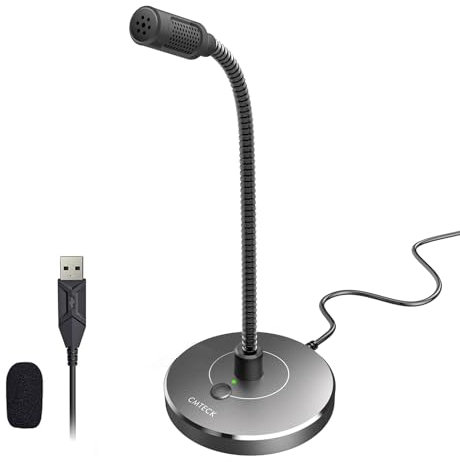 CMTECK Microphone USB pour ordinateur, suppression du bruit, microphone de bureau pour PC/ordinateur portable pour discuter en ligne, studio à domicile, podcasting, jeux, Skype, YouTube avec fonction