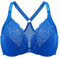 Delimira Women's Front Fastening Bra Racer Back Lace Plus Size Non Padded Underwired Sparkle Blue 38B