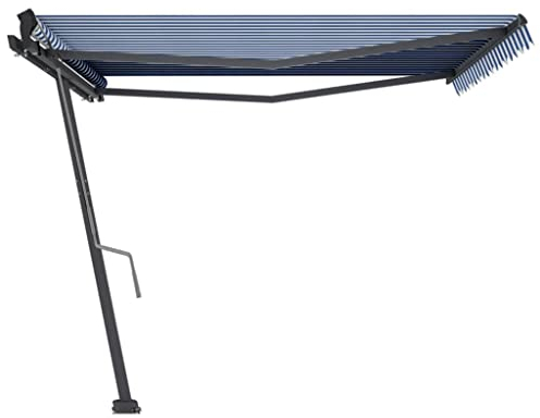 Willood Standmarkise Manuell Einziehbar 400x300 cm Blau/Weiß