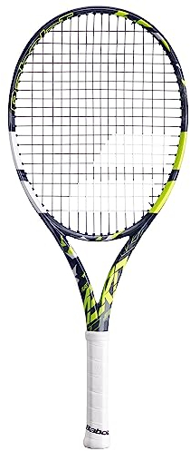 Babolat, Tennisschläger Modell Pure Aero Junior 26 Gen8, Größe 660 mm, Farbe Grau Gelb Weiß, Griffgröße 00, Entwickelt für Wettkampfspieler, Optimiert für Power und Spin