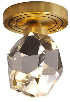 Kristall Kronleuchter Deckenleuchte Gold Semi Flush Mount Deckenleuchte K9 Crystal Copper Kleine Deckenleuchte Close To Ceiling Light Fixtures for Schlafzimmer Wohnzimmer Küche Flur Eingangsbereich Fo