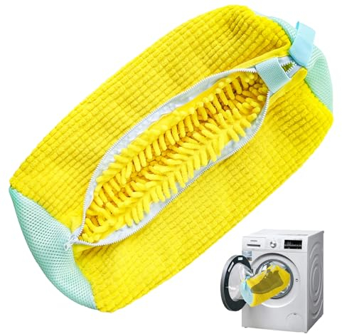 Shoe Washing Machine Bag, Trainer Sneaker Laundry Shoes Bag for Washing Machine Shoe Cleaning Bag Reusable with Zipper(1PC) (Yellow)