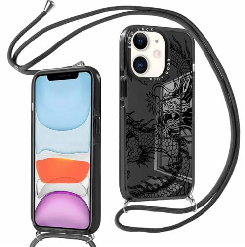 Foonary Funda para Apple iPhone 11 6,1 con Cuerda Carcasa Transparente Suave Silicona Aesthetic Dibujo Diseño Case con Colgante Correa de Cuello Cadena Cordón para iPhone 11,Imperial