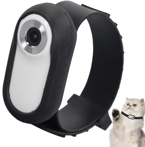 Pet Camera Collar, Full HD Cat Dog Collar Camera with Video Recording & 90° Wide Angle Lens, No WiFi Needed Pet Action Camera for Dogs Cats Gift Indoor/Outdoor (White)
