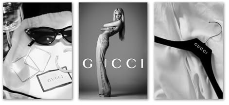 SALVADERO 3er Set Poster 40x50 cm – Luxus und Mode – Schwarz und Weiß (Gucci) | Kunstdruck 235g/m² Satiniert Ohne Rahmen