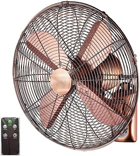 DSeenLeap Wall Mounted Oscillating Fan,Metal Retro Industrial Wall Fan with Remote Control, 3 Speed Setting, 3 Modes,Quiet Operation (1 16inch)