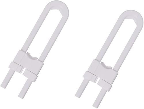 2Pcs White Sliding Cabinet Locks,Proof Cabinet Cupboard Lock Latch,U Shaped Safety LatchProofing Lock,Kitchen Cabinet Doors Knobs and Handles Cabinet Locks Guards and Locks