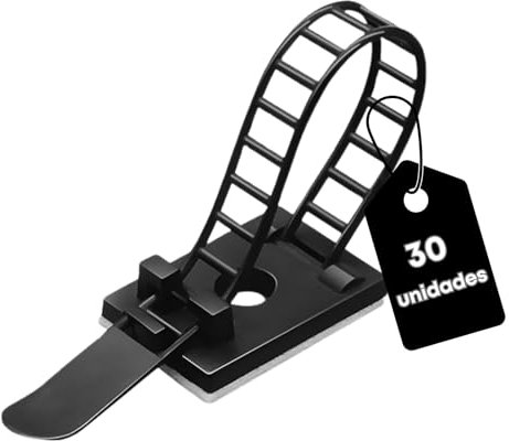 30 uds Sujeta Cables Adhesivos. Recoge Cables. Organizador Cables Escritorio, Pared, Mesa. Cable Management. Grapas Ajustables. ALBURANⓇ