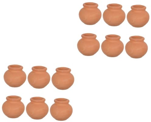 Parliky 12 STK saftig Blumentopf für den Außenbereich Pflanzentopfständer Kaktuspflanzer Park parücke deko künstliche Pflanzen Mini-Daumen-Blumentopf kleine Blumentöpfe Ton Light Brown