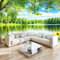 Photo Papier Peint 200 x 140 cm Intissé Murale Vert Panoramique Poster Papier Peint Paysage Naturel Lac Arbres Verts Tournesols Photo Murale Tenture Murale pour Appartement Décoration Salon