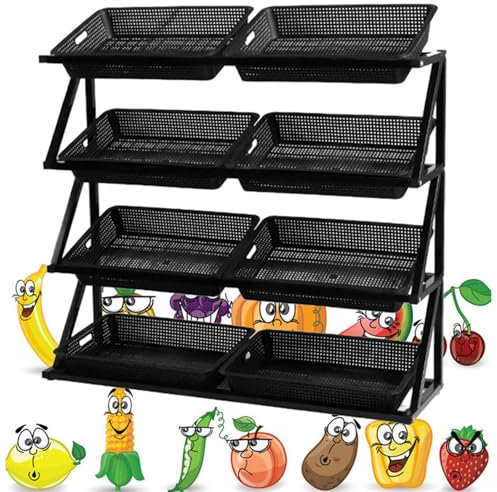 lwjunmm Servierwagen Küchenwagen mit Rollen, Gemüseregal, Obst Aufbewahrung, Rollwagen Allzweckwagen für Küche Bad Wohnzimmer, Pfanne Topf Organizer,4tiers-Brown