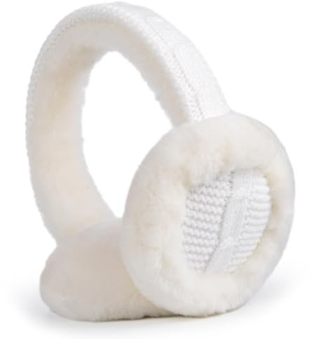 Harssidanzar Womens Winter Earmuffs, Cache-oreilles en mouton, Cache-oreilles pliable d'extérieur HL303EU, Blanc