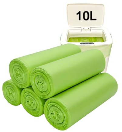 KeenKiD 10L Bin Liners 100PCS, Compostable Biodegradable Food Waste Bags, Small Green Food Caddy for Kitchen Office Bathroom, Clear Recycling