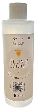 Plume Boost Flexible Durcisseur textile transparent - Sheo - Colle Textile - Rigidifiant feuilles ou plumes en macramé - Colle macrame - Amidon tissu - Gabarit feuille macramé 250ml