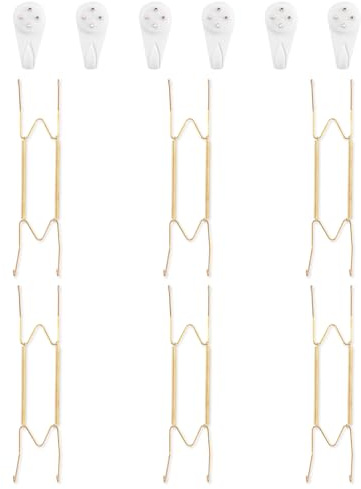Bilillo 6 Pack Plate Hangers for the Wall, Fits 10-14 inch Decorative Plate | Stainless Steel Invisible Heavy Duty Wire Plate Holder with Wall Hooks, Plate Hangers for Displaying Plates, Platter, Dish
