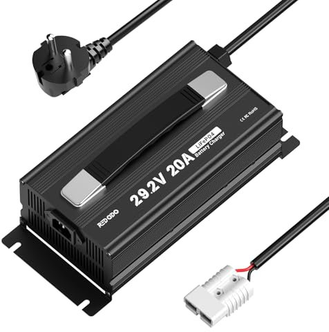 Redodo Chargeur de Batterie Lifepo4 pour Batterie Lithium Fer Phosphate, supporte la Charge Rapide (24V 20A)