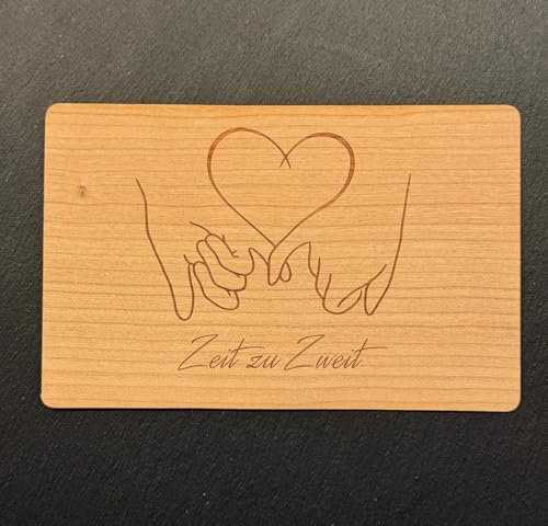Holzkarte Grußkarte aus Holz, Zeit zu Zweit, Geschenkkarte für Liebe und Zweisamkeit