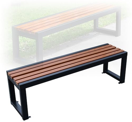 JCSRYD Gartenbank Aus Holz, Wetterfeste Metall-parkbank, Gartenbank Ohne Lehne, Ruhebank fürs Fitnessstudio, Terrassenbank für Den Außenbereich(150cm/59in)