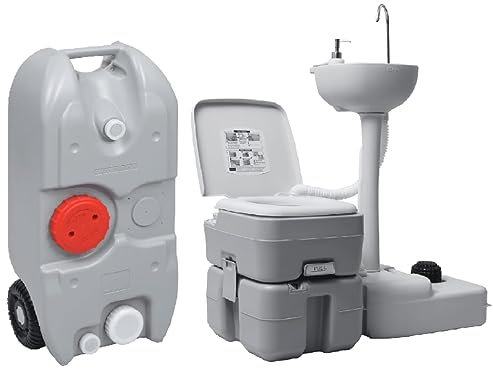 Home Garden,Portable Camping Toilet and Handwash Stand Set with Water Tank