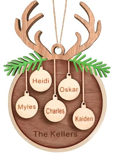 Personalised Custom Wooden Christmas Ornaments Gifts with Your Family Names, Wood Ornaments Gifts for Christmas Tree Hanging Decorations - Personalised Wooden Christmas Ornaments Gift