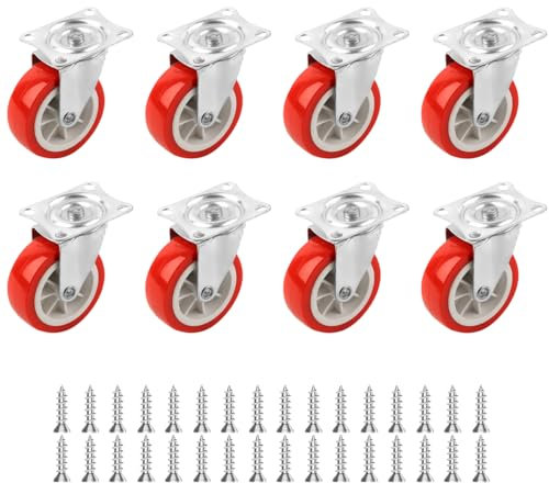 8 Stück 12MM Kleine Lenkrollen, Möbelrollen,Bettkastenrollen, Kleine Möbelrollen,Lenkrollen 360 Grad Mini Räder,Leise Schwenkrollen Polyurethan Transportrollen, für Mini Möbel Aufbewahrungsbox
