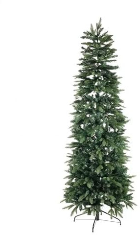 Albero di Natale Slim Artificiale, 210 cm, Effetto Real Touch, Salvaspazio, PE + PVC