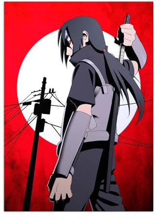 Displate Offiziell Naruto MetallPoster Magnetische Befestigung Lizenziert Bilder Hochwertiges Poster Naruto Shippuden - Itachi Uchiha Poster 45 cm x 32 cm