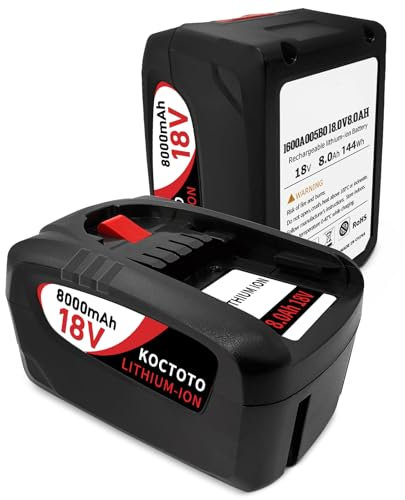 8.0Ah Ersatzakku für Bosch Akku 18V PBA PSB PSR Kompatibel mit Green Werkzeugen Haus und Garden 18 Volt System (2pcs)