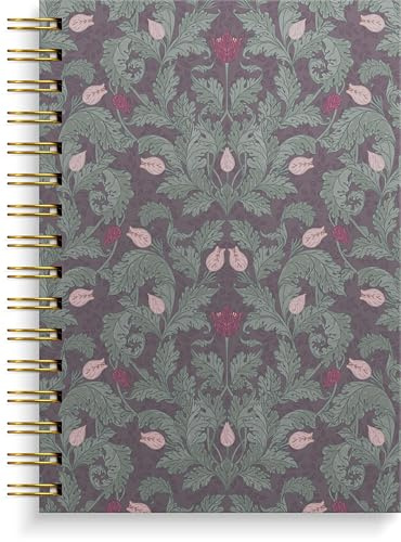 Burde Notizbuch A5 burgundy flowers: Spiral-Notizbuch