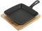 TOPPERFUN 1 Juego Sartén de Cuadrada con Tabla de Madera Teppanyaki y Asar Cocina Resistente Limpiar