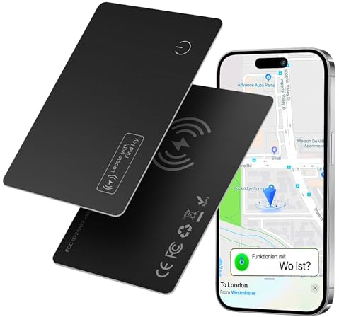 2pcs Wallet Tracker Card, Air Tracker Tag Karte 1.6mm,Air Smart Tag Card Wiederaufladbare(I-OS Only) Geldbörsen Item Finder mit IP68 Wasserdicht, Anwendbar Auf Find My APP