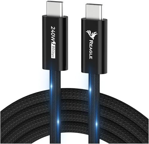 Reagle Thunderbolt 5 Cable USB C to USB C, 80 Gbit/s, Power Delivery 240W, 16K 60Hz, USB4, Compatible with Thunderbolt 4 and 3, Nylon