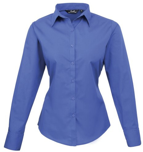 Premier Womens/Ladies Poplin Long-Sleeved Blouse (30) (Royal)