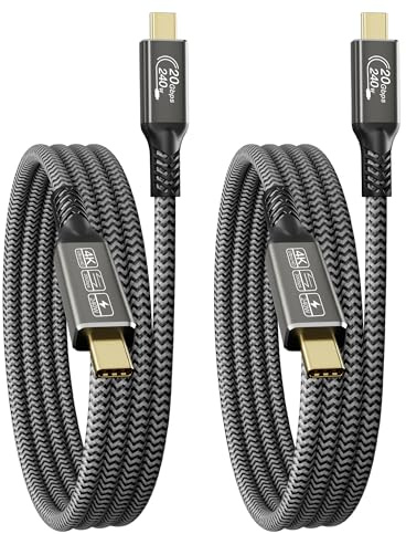 CAKOBLE Cavo USB Type-C 5 metri, [2Pezzi 5M] USB 3.2 Gen2 20 Gbps [PD3.1 48V/5A] Ricarica 5K/4K@60Hz Cavo USB C USB C 240W Per Laptop,Monitor,docking,Display,Monitor,VR, cavo usb c 5 metri